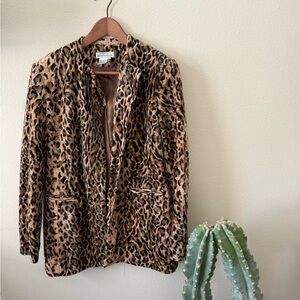 Newport News Leopard Print Velour Blazer